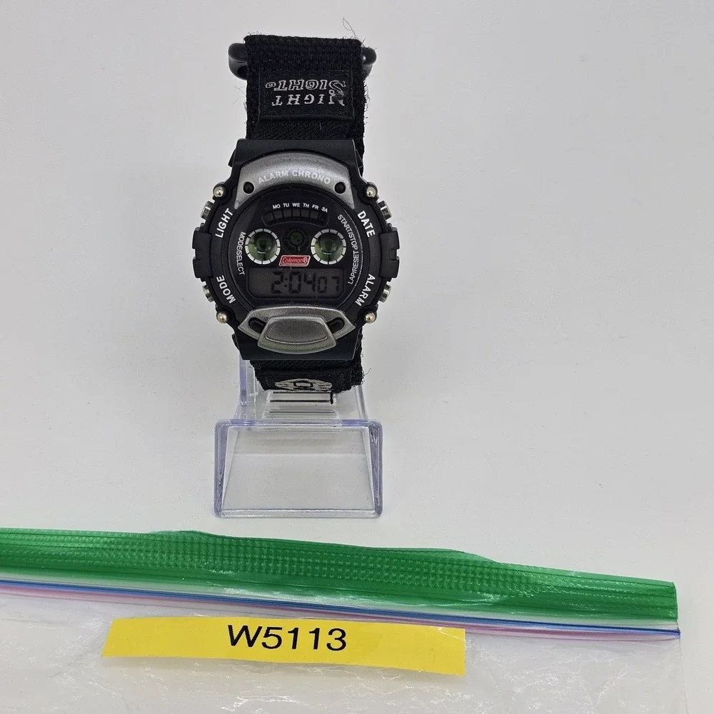 Coleman Digital Sports Watch Men's‎ 44MM Black Nylon Strap New Battery